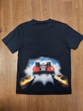 BACK TO THE FUTURE T-Shirt Large Black Shoe Palace 80s Cult Classic Delorean Tee